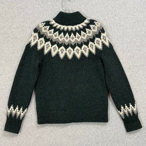 LL Bean Full Zip Cardigan Sweater Size S Classic Rag 100% Lambs Wool Fair Isle - Picture 8 of 16